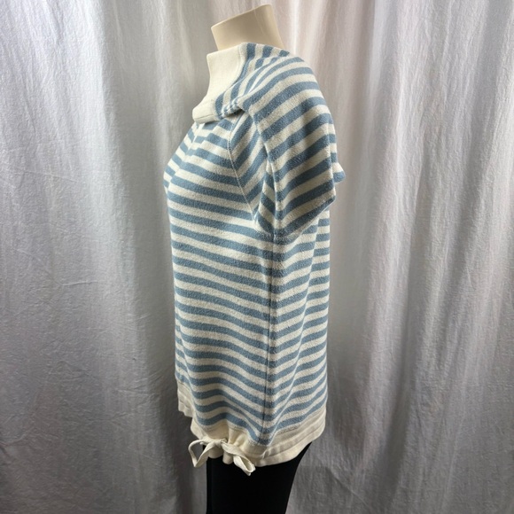 LRL Lauren Jeans Co Women’s Blue and White Stripe 3/4 Sleeve Side Drawstring Top - Picture 5 of 10